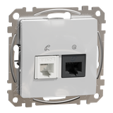 Sedna Design & Elements Gniazdo komputerowe-telefoniczne kat. 6 UTP srebrne aluminium SDD113468 Schneider