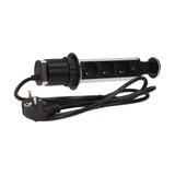 Gniazdo meblowe 3x2P+Z wysuwane z blatu 6cm, z blokadą i przewodem 1,8m, INOX