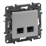 Niloe Step - Gniazdo Podwójne 2Xrj45 Kat. 6 Utp- Kolor Aluminium 863364 LEGRAND