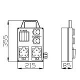 RS 4-mod. 2x2P+Z, 2x3P+N+Z 16A  IP 44 szara