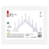 Świecznik świateczny biały drewniany 7 LED 29 cm 2x AA ciepła biel IP20 timer DCAW12 EMOS