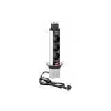 BIURKOWY PRZEDŁUŻACZ WPUSZCZANY 60MM, 3X SCHUCKO (SREBRNY)