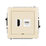 DECO Mechanizm gniazda pojedynczego HDMI 2.0 + gniazda komp. poj. 1xRJ45, kat. 5e, 8-stykowy, bez po