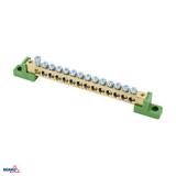 LISTWA ZACISKOWA NA IZOLATORACH PŁASKICH 8x12 14-TOROWA ZIELONA