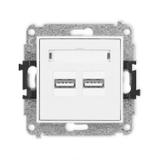 MINI Ładowarka USB podwójna 2xUSB A, 15,5W max., 5V, 3.1A biały mat 25MCUSB-6 KARLIK