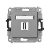 ICON Gniazdo pojedyncze USB A-A 2.0 szary mat 27IGUSB-1 KARLIK