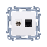 Simon 10 Gniazdo antenowe typu F + RJ45 kat.5e biały CASFRJ455.01/11 KONTAKT