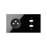 Simon 100 Panel 2-krotny: 1 gniazdo+1 ładowarka 2 x USB czarny