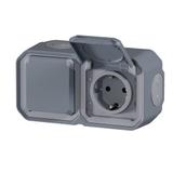 NOWE PLEXO - GNIAZDO SCHUKO 2X2P+Z POZIOME KOMPLET NATYNKOWY 16A-250V SZARE 069742L LEGRAND
