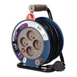 Przedłużacz bębnowy MINI 4 gniazda metalowy stojak polwinit H05VV-F 3x1mm2 długość 15m szary OR-AE-1