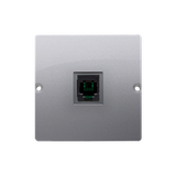 Simon Basic Gniazdo telefoniczne RJ11 uniwersalne pojedyncze Montaż na łapki lub wkręty stal inox