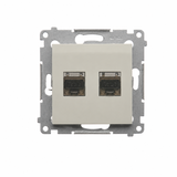 Simon 54 Gniazdo podwójne komputerowe RJ45 kat.6 ekranowane kaszmir mat D62E.01/42