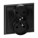 Gniazdo podwójne podtynkowe 2x2P+Z Luna, 16A, 250V, PT-6LR, czarny