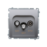 Simon Basic Gniazdo antenowe satelitarne podwójne końcowe SAT-SAT-RTV . 2xwejście: SAT: 5–2400 MHz RTV: 5–862 MHz srebrny mat BMZAR+SAT3.1-P2.01/43 KONTAKT