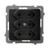 AS Gniazdo potrójne EURO - kolor czarny metalik