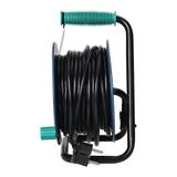 Przedłużacz bębnowy MINI 4 gniazda metalowy stojak polwinit H05VV-F 3x1mm2 długość 15m turkusowy OR-