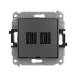 MINI Mechanizm gniazda podwójnego HDMI 2.0, bez pola opisowego grafitowy mat