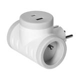 Rozgałęźnik elektryczny 2 gniazda USB + USB-C szybkie ładowanie