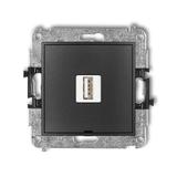 ICON Ładowarka USB pojedyncza USB A, 10W max., 5V, 2A, bez pola opisowego grafitowy 11ICUSBBO-3 KARLIK