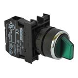 Przycisk pokrętny podśw. 1NO, stabilny, pozycje 0-1, 100-250V, zielony
