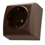 BIS Gniazdo pojedyncze z uziemieniem schuko z przesłonami torów prądowych - kolor brązowy