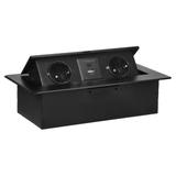 Gniazdo meblowe wpuszczane w blat z płaskim frezowanym rantem i ładowarką USB, 2x2P+Z (Schuko),2x US