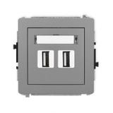 DECO Mechanizm gniazda podwójnego 2xUSB A-A 2.0 szary mat