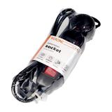 Przedłużacz 3x2P+Z,ON/OFF,1,4m, 3x1mm2, czarny