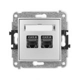 ICON Mechanizm gniazda komputerowego podwójnego 2xRJ45, kat. 8, ekranowany, 8-stykowy srebrny metali