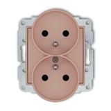 MINI Gniazdo podwójne do ramki z uziemieniem 2x(2P+Z) (przesłony torów prądowych) łososiowy 62MGPR-2zp KARLIK