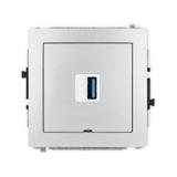 DECO Mechanizm gniazda pojedynczego USB A-A 3.0, bez pola opisowego srebrny metalik