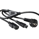 Kabel zasilający split CEE7/7 - 1xC13+1xC5 czarny 1m