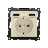 Simon 55 Gniazdo schuko ze zintegrowaną ładowarką 2xUSBA Szampański mat TGSZ1ZUSB2AA.01/144 KONTAKT