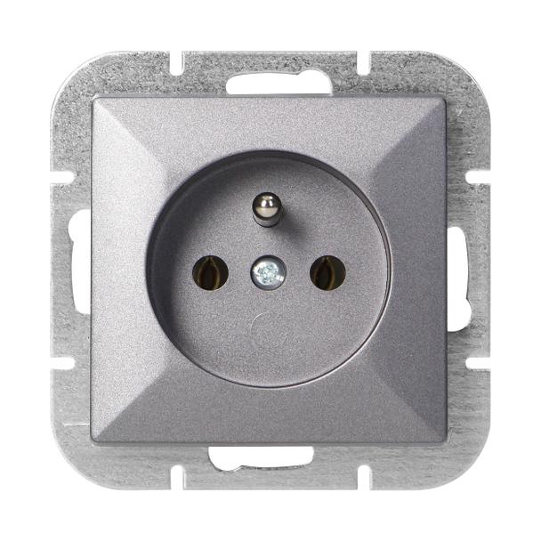 Gniazdo pojedyncze podtynkowe 2P+Z Pearl, 16A, 250V, PT-16P, antracyt