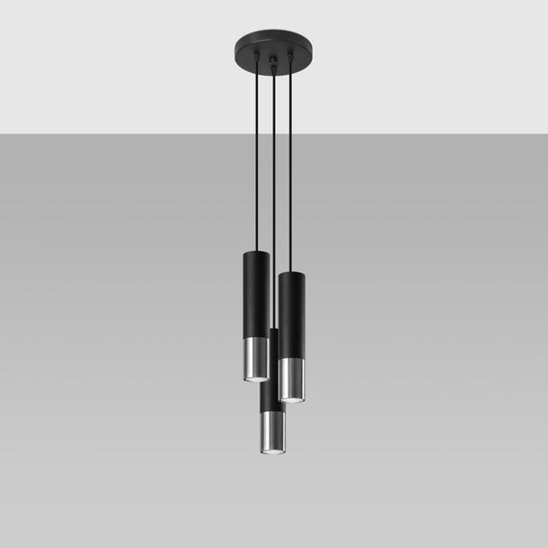 Sollux Lampa wisząca LOOPEZ 3P czarny/chrom SL.0943