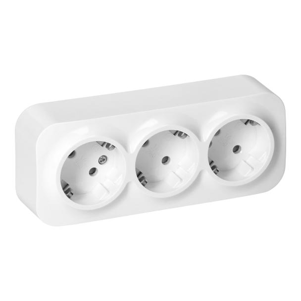 Gniazdo potrójne natynkowe ToDo 2P+Z Schuko IP20, 16A, 230V AC, 16A, 230V AC, biały, 10 sztuk
