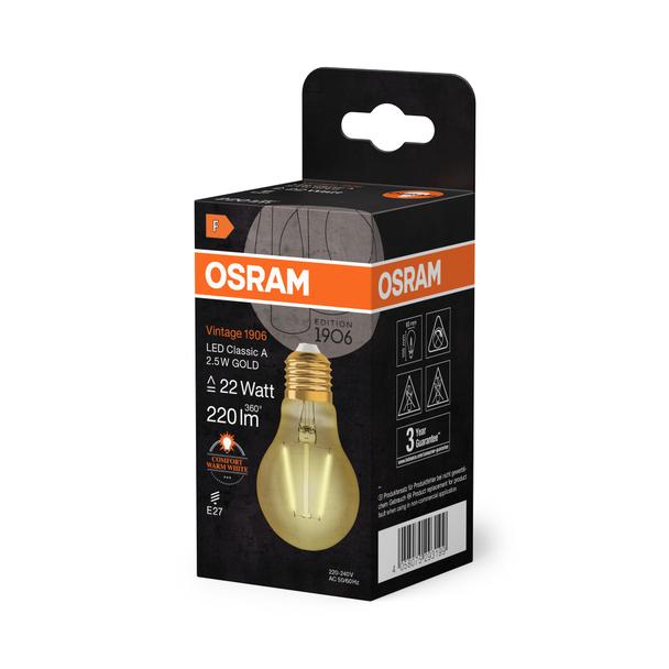 Lampa LED Vintage 1906 CL A Filament szkło przezroczyste GOLD 22 non-dim 2,5W 824 E27