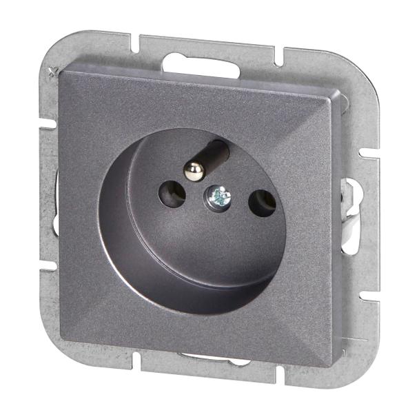 Gniazdo pojedyncze podtynkowe 2P+Z Pearl, 16A, 250V, PT-16P, antracyt