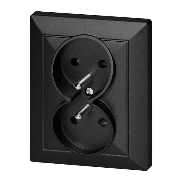 Gniazdo podwójne podtynkowe 2x2P+Z Pearl, 16A, 250V, PT-6 P, czarny OR-OE-7706/K/B ORNO