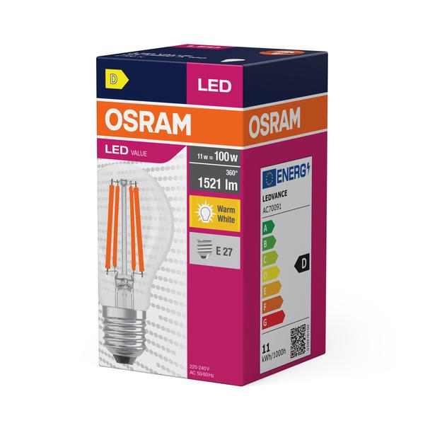 Lampa LED VALUE Classic A100 non-dim Filament 11W 827 E27