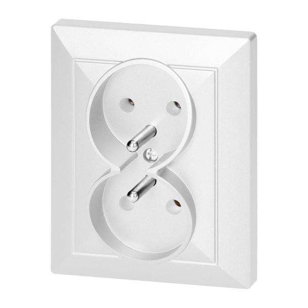 Gniazdo podwójne podtynkowe 2x2P+Z Pearl, 16A, 250V, PT-6 P, biały