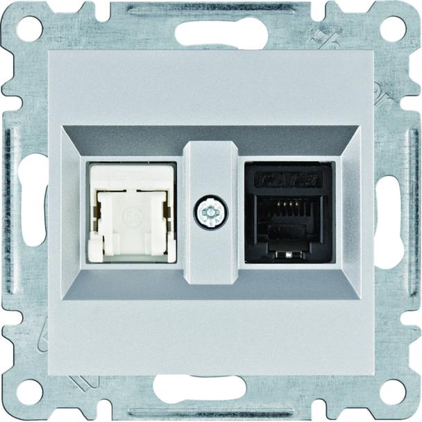 lumina Gniazdo RJ11/12 + RJ45, srebrny WL2212 HAGER