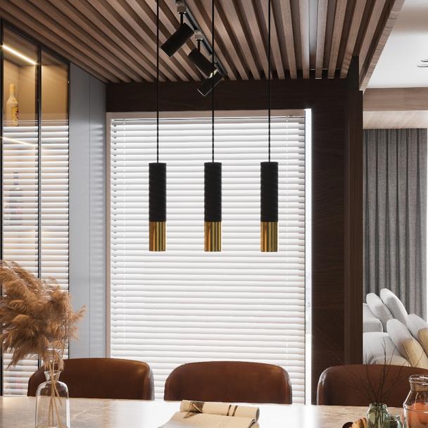 Sollux Lampa wisząca LOOPEZ 3L czarny/złoty SL.0954