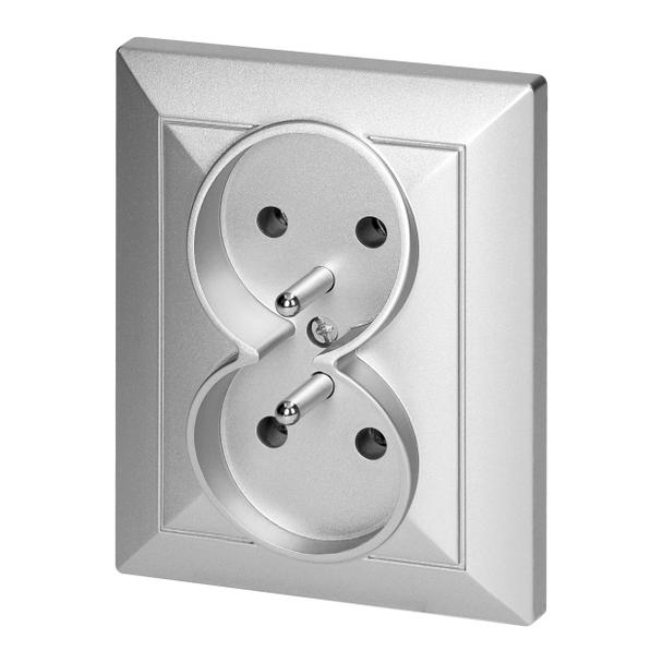Gniazdo podwójne podtynkowe 2x2P+Z Pearl, 16A, 250V, PT-6 P, srebrny