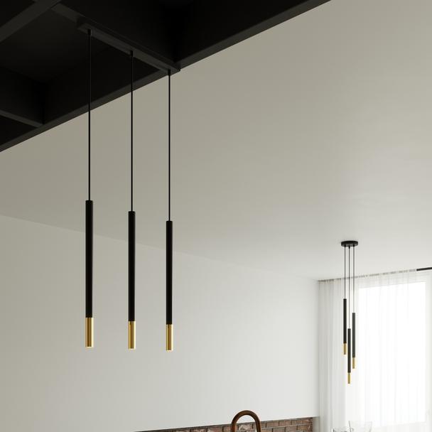 Sollux Lampa wisząca MOZAICA 3P czarny/złoto SL.0893