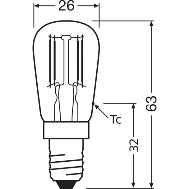 Lampa LED SPECIAL T26 Filament szkło przezroczyste 5 non-dim 1,6W 824 E14