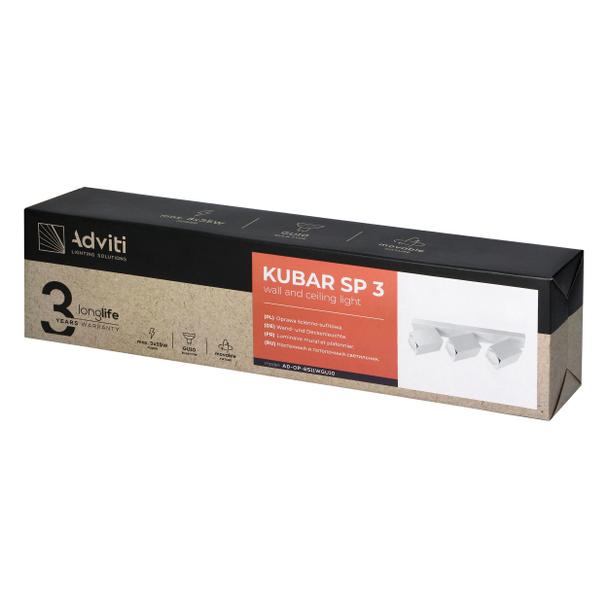 KUBAR SP 3, oprawa ścienno-sufitowa, GU10 max. 3x35W, IP20, biała