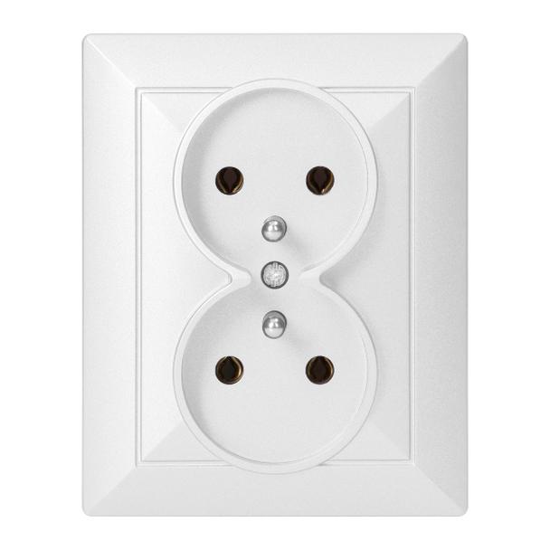 Gniazdo podwójne podtynkowe 2x2P+Z Pearl, 16A, 250V, PT-6 P, biały