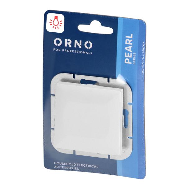 Łącznik jednobiegunowy podtynkowy z podświeleniem Pearl, 10A, 250V, WP-1P/S, biały OR-OE-7700/P/W ORNO