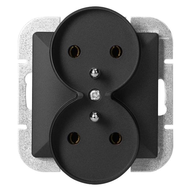 Gniazdo podwójne podtynkowe 2x2P+Z Pearl, 16A, 250V, PT-6 PR, czarny